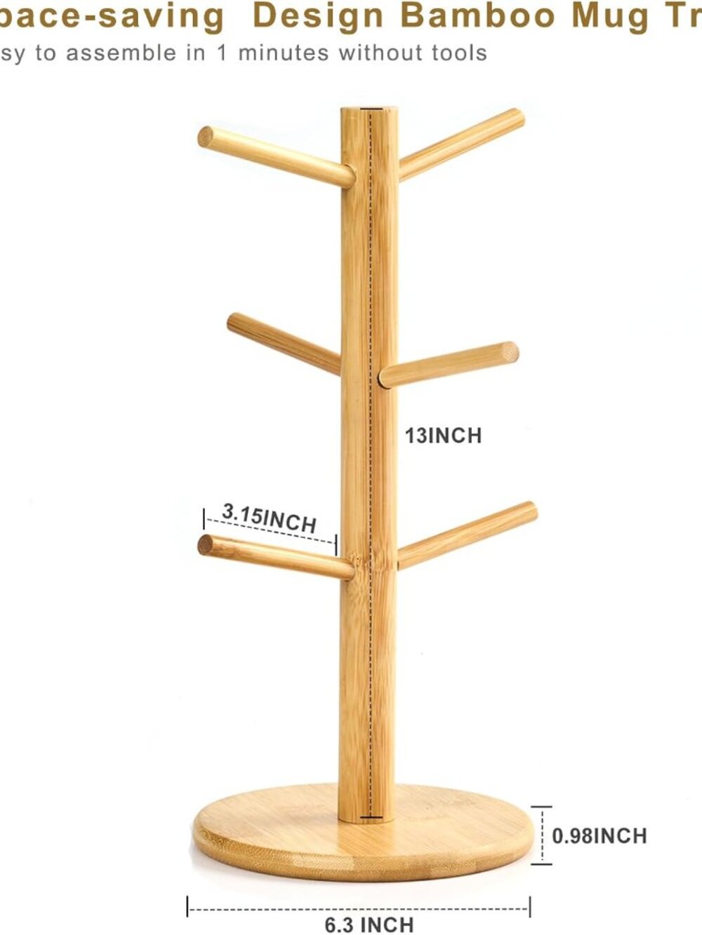 Versatile Bamboo Mug Tree Stand Rack - Picture 8 of 10